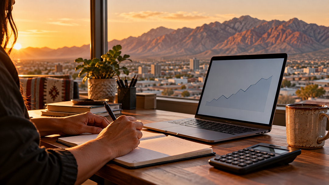 El Paso small business owner reviewing marketing costs and growth chartEl Paso small business owner reviewing marketing costs and growth chart